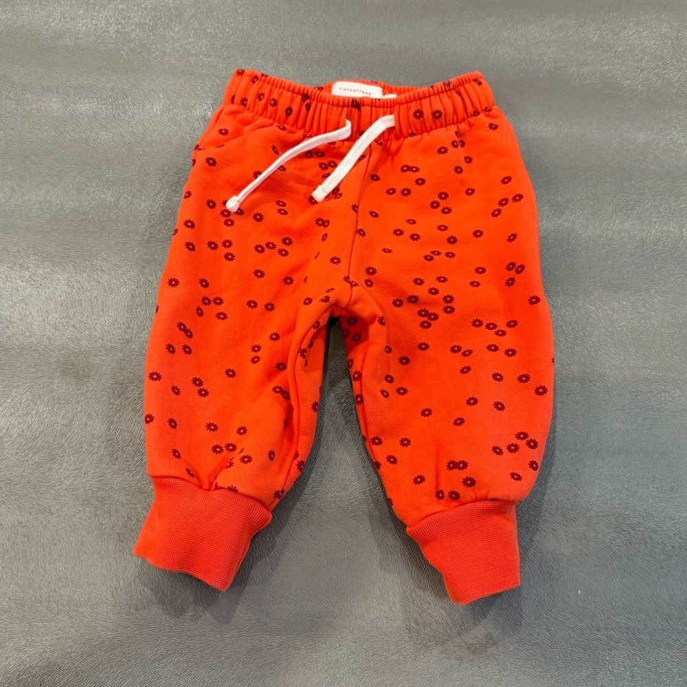 TinyCottona Red Kids Bottoms with Drawstring. Size 12 months
